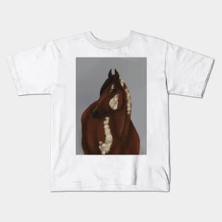 Bay Horse Portrait with Silver Leaf Kids T-Shirt